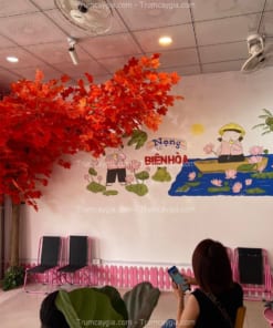 Cây Lá Đỏ Giả Trang Trí phòng Khách